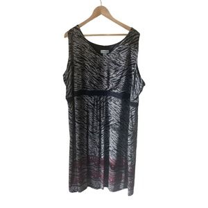 Catherines Dress Womens 4X Black Printed Stretch Round Neck Sleeveless